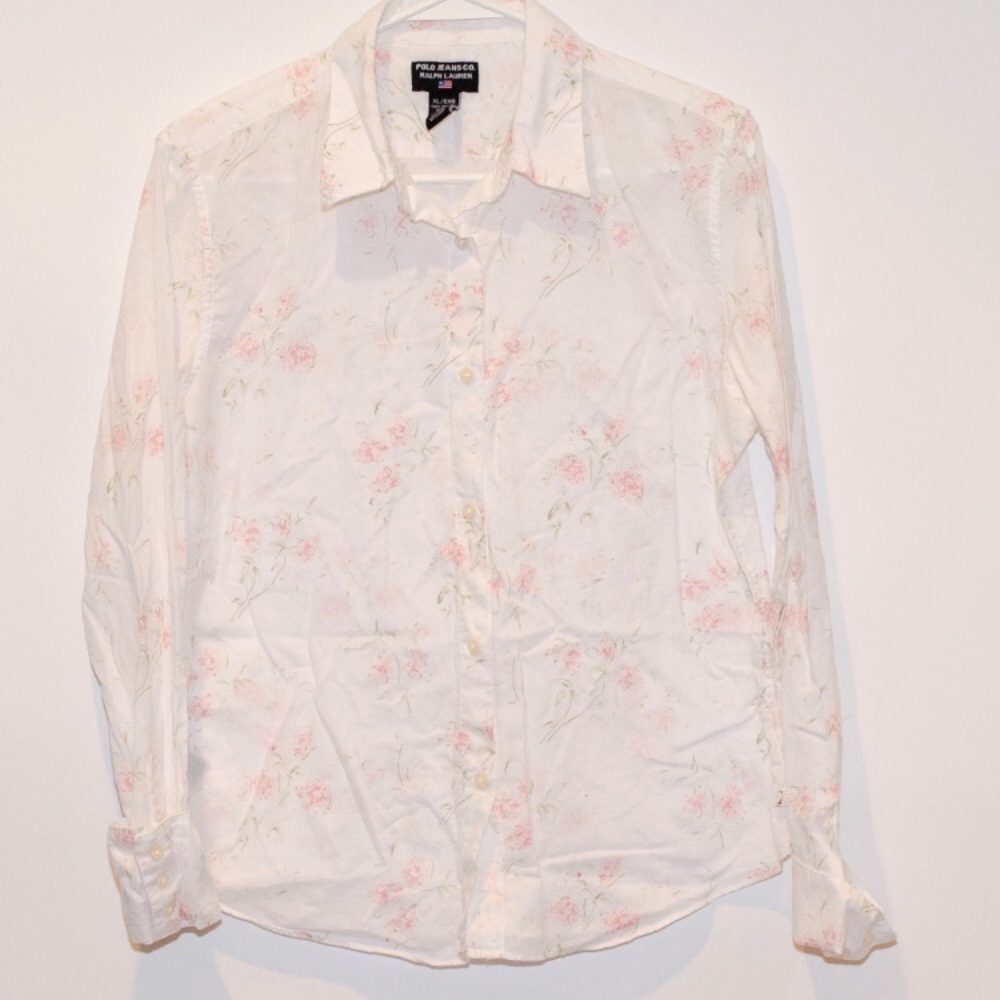 PoloJeansCo Ralph Lauren Off White w/Pink Flowers